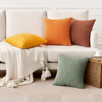 1 x RAW Customer Returns MIULEE Set of 4 Corduroy Cushion Covers Pillowcase Decorative Cushion Cover Modern Sofa Cushions Throw Pillows Couch Cushions for Sofa Decorative Cushions Living Room Bedroom 45 x 45 cm Orange Green Series - RRP €25.99