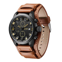 1 x RAW Customer Returns BUREI Watches Men Sport Chronograph Wristwatch Men 30M Waterproof Quartz Men s Watch for Men with Brown Leather Strap - RRP €39.99