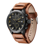 1 x RAW Customer Returns BUREI Watches Men Sport Chronograph Wristwatch Men 30M Waterproof Quartz Men s Watch for Men with Brown Leather Strap - RRP €39.99