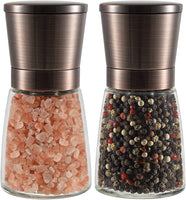 1 x RAW Customer Returns Vzaahu Salt and Pepper Mills Set of 2 with Ceramic Core, Cinnamon, Adjustable Coarseness, Color Copper, Portable, Refillable Spice Mills, Birthday in the Kitchen, Housewarming Gifts - RRP €16.99