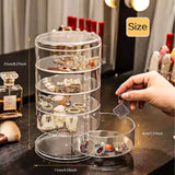 1 x RAW Customer Returns ToyaJeco Cosmetic Organizer with 5 Rotating Compartments, Rotating Hair Tie Container Earrings Holder for Women, Clear Jewelry Accessories Storage Tray with Lid for Earrings Necklaces Bracelets - RRP €13.3