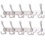 1 x RAW Customer Returns Dseap Coat Rack - Heavy Duty Coat Hooks With 5 Triple Hooks, Stainless Steel Wall Coat Rack, Coat Hooks Wall, Hook Rail Coat Rack for Coat Hat Towel Handbag, Chrome-Plated, 2 Pieces - RRP €22.18