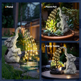 1 x RAW Customer Returns GIGALUMI Upgraded Elephant Statue Garden Decoration True Watering Elephant Figurine Solar Powered LED Lights, Gifts for Women, Birthday Gifts for Women, Elephant Decoration for Patio - RRP €29.59