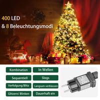 1 x RAW Customer Returns GYLEFY Christmas Tree Lights, 2M 16 Outdoor String Lights 400 LED Christmas Lights Waterproof Timer Decoration for Indoor Christmas Tree - Warm White - RRP €27.76