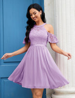 1 x RAW Customer Returns Berylove Women s Elegant Halter Neck Party Cocktail Dress Ladies Chiffon Prom Dress Lavender XL - RRP €34.99