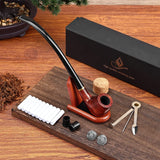 1 x RAW Customer Returns Joyoldelf Tobacco Pipe Set, Tobacco Pipe Long-Stem Pear Wood Pipe with Pipe Holder , 3-in-1 Scraper, Pipe Filter, Plug, Metal Ball and Exquisite Gift Box - RRP €32.26