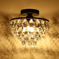 1 x RAW Customer Returns Mini Crystal Chandelier Small Ceiling Light, Modern Crystal Ceiling Light for Hallway Flush Mount Crystal Chandelier Ceiling Lights for Bedroom Living Room Black  - RRP €59.99