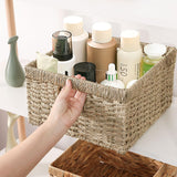 1 x RAW Customer Returns YheenLf storage basket with handle, made of natural material, decorative basket storage for shelves, storage boxes, set of 2 large 30 30 17.5cm, small 25.5 25.5 16cm , seagrass - RRP €44.99