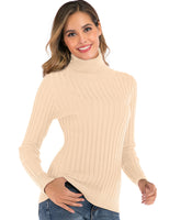 1 x RAW Customer Returns Enjoyoself women s turtleneck sweater long-sleeved ribbed fine knit turtleneck warm stretch sweatshirt for autumn winter apricot, M - RRP €28.99