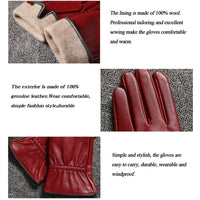 1 x Brand New Acdyion Women s Winter Touchsreen Leather Gloves Real Leather Warm Cashmere Lining Outdoor Leisure Gloves Elegant Elastic Slim Fit Red, S  - RRP €22.32