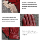 1 x RAW Customer Returns Acdyion Women s Winter Touchsreen Leather Gloves Real Leather Warm Cashmere Lining Outdoor Leisure Gloves Elegant Elastic Slim Fit Red, S  - RRP €22.32