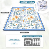 1 x RAW Customer Returns DEWUR picnic blanket waterproof washable, beach blanket sand-free XXL camping blanket beach mat insulated with waterproof underside white with flowers, 200 x 200 cm  - RRP €29.57