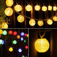 1 x RAW Customer Returns StarryEver 12M Lantern Fairy Lights Outdoor Power, 40LED Warm White and Colorful Hemp Rope Lanterns Lighting with Remote Control 11 Modes Timer Waterproof Outdoor Fairy Lights for Patio Balcony Garden Yard - RRP €27.22