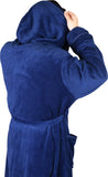 1 x RAW Customer Returns NY Threads Men s Hooded Bathrobe, Soft Fleece, Men s Dressing Gown, Nightwear Bathrobes, Navy, XL - RRP €33.99