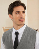 1 x RAW Customer Returns Kallspin Men s Cardigan Vest with V-Neck and Buttons in Wool Blend Light Grey 2XL  - RRP €33.96