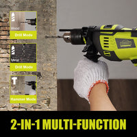 1 x RAW Customer Returns Impact Drill, 710W Electric Corded Hammer Drill, 13mm Metal Chuck, 0-3300RPM, Powerful Variable Speed Drill for Drilling in Steel - RRP €52.43