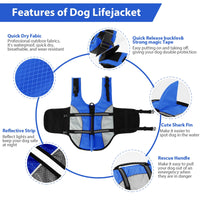 2 x RAW Customer Returns ALAGIRLS Dog Life Jacket Dog Lifesaver Vests with Rescue Handle for Small Medium and Large Dogs ALADLJ001 BlueN XXL - RRP €60.48