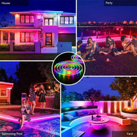 1 x RAW Customer Returns Lumtang Solar Outdoor LED Strip, RGB LED Strip 5 m, Solar Powered RGB Color Changing Solar Fairy Lights with 8 Lighting Modes, Party, Garden, Swimming Pool, Warehouse, Outdoor Decoration. - RRP €27.22