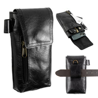 1 x RAW Customer Returns moonster Cell Phone Belt Bag Men Leather Cell Phone Belt Bag Made of Genuine Buffalo Leather 19 cm x 8 cm Cell Phone Belt Bag Leather Men for Large Smartphones Safe Durable Leather Belt Bag - RRP €26.95