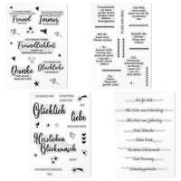 58 x Brand New Winter Shore German silicone stamp set for card making 4 pieces - congratulations, anniversary birthday stamp set for crafting - clear decorative sayings stamps for cards, scrapbooks etc. - RRP €408.32