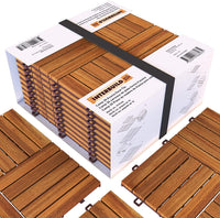 1 x RAW Customer Returns INTERBUILD balcony flooring 30 30cm Acacia golden teak Patio balcony floor 10 TILES 0.9 per PACK patio floor outside wooden tiles balcony - RRP €41.0