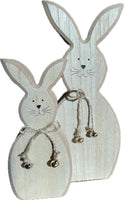 2 x Brand New khevga decorative Easter bunny made of wood, set of 2 - RRP €40.0