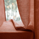 1 x RAW Customer Returns MIULEE Set of 2 Voile Curtains Sheer Linen Curtain with Eyelets Transparent Irregular Texture Curtain Eyelet Curtain Window Curtain Translucent for Bedroom 260 x 140cm H x W Brick Red - RRP €29.49