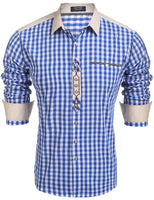 1 x RAW Customer Returns COOFANDY shirt men s traditional shirt checked shirt Oktoberfest long-sleeved checked shirts casual shirt checked shirts cargo shirt with cotton slim fit for men blue XL - RRP €35.28