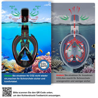 1 x RAW Customer Returns Snorkel mask adults CO2 safe Full mask for snorkeling Snorkel set alternative Full face mask snorkeling equipment adults, 180 panoramic view diving mask black, L  - RRP €46.64