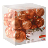 6 x Brand New PREXTEX copper orange Christmas balls for Christmas tree decorations, 36 pieces plastic Christmas tree balls with hanging loop for Christmas tree decoration, tree decorations - RRP €119.94