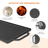 1 x RAW Customer Returns GFTIME cast iron grill plates 41.8 X24cm for oven, stove grill, wood-burning grill, cast iron reversible grill plates, cast iron grill plate, cooking grill grill pan 2 in 1 reversible griddle grill, 1 pack - RRP €41.17