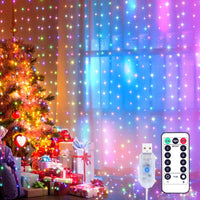 1 x RAW Customer Returns Yizhet Curtain Light 3mx3m 300 LED Curtain Lights 8 Modes Curtain Lights Waterproof IP65 Curtain Lights with Remote Control Colorful Curtain Lights for Wedding Christmas New Year Wedding Multicolor  - RRP €10.07