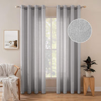 1 x RAW Customer Returns MIULEE Curtain Set of 2 Voile Curtains Sheer Linen Curtain Decorative Curtain Eyelets Transparent Gradient Eyelet Curtain for Living Room Bedroom Children s Room 140 x 175 cm W x H Light Grey - RRP €30.73