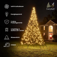 1 x RAW Customer Returns Fairybell LED Christmas tree for outdoors - 4 meters - 640 LEDs - Christmas tree including mast - warm white - RRP €352.9