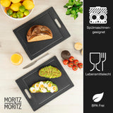 1 x RAW Customer Returns Moritz Moritz 2x plastic cutting board - 36 x 27.5 cm - BPA free - granite look kitchen boards - cutting board with non-slip feet, access opening - with juice groove - RRP €20.21