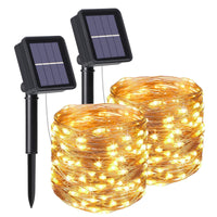 1 x RAW Customer Returns flintronic Solar Outdoor Lights, 2PCS-10M-100LED-8 Modes String Lights Decoration for Christmas, LED Solar Outdoor Garden Lights for Christmas, Weddings, Parties, Gardens, Terrace-Warm White - RRP €14.75