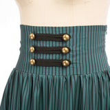 1 x RAW Customer Returns Women s Retro Rockabilly Stripe Skirt Elastic High Waist Festive Party Show Skirt Long Dark Green XXL - RRP €39.99