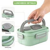 1 x RAW Customer Returns HNNJCK Bento Lunch Box with Compartments, 2-Layer Lunch Box, Lunch Box, Leak-Proof Adults, Salad Box To Go, Snack Box, Breakfast Box, Lunch Box, School Box Green  - RRP €14.11