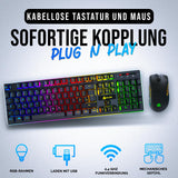 1 x RAW Customer Returns KLIM Thunder Wireless Gaming Keyboard and Mouse Combo - New 2023 - Wireless Backlit Keyboard with Long-Lasting Integrated Battery 4800 DPI RGB Wireless Gaming Mouse for PC - RRP €49.97