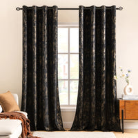 1 x RAW Customer Returns MIULEE Curtains Black Gold Velvet Curtains Curtains with Eyelets Loops Gold Curtains Curtain for Bedroom Living Room Velvet Curtains Set of 2 140 x 280 cm W x H Black - RRP €46.01