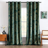 1 x RAW Customer Returns MIULEE Curtains Velvet with Gold Foil Leaves Pattern, 2 Pieces Dark Green Curtains with Eyelets, Each 225 CM High, Super Soft Opaque Curtain for Decoration Living Room Bedroom, Beautiful Velvet Curtain - RRP €41.53