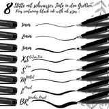 1 x RAW Customer Returns Tritart calligraphy pen set 8 brush pens, brush pens with different pen tips black felt-tip pens with the finest Japanese ink handlettering fineliners and coloring pens - RRP €10.72