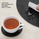 1 x RAW Customer Returns Myir JUN Placemats and Coasters Set of 4, Round Placemats 36cm Plastic Leather Breakfast Placemats Waterproof Washable Placemat Cream Black, Set of 4  - RRP €20.53