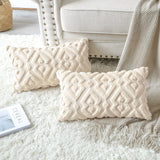 1 x RAW Customer Returns Artscope Set of 2 Wool Cushion Covers Soft Plush Short Wool Velvet Decorative Pillowcases Luxurious Sofa Cushion European Cushion Cover for Sofa Bedroom Geometric Cream Beige, 40x60cm - RRP €20.16