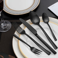 1 x RAW Customer Returns Pleafind cutlery set, 30-piece cutlery set for 6 people, high-quality cutlery made of stainless steel, dining cutlery, black cutlery, cutlery for family party restaurant, dishwasher safe - RRP €32.26