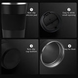 1 x RAW Customer Returns Tlater coffee mug to go, 380ml thermal mug - insulated mug with leak-proof lid, vacuum double-walled travel mug, stainless steel travel mug coffee-to-go mug for coffee and tea black  - RRP €12.7