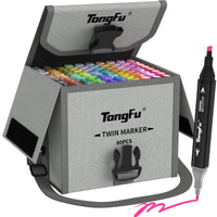 1 x RAW Customer Returns TongFu 80 2 Colors Alcohol Marker Set, Chisel Fine Twin Tip Pens, 2 Second Quick Drying Sketch Alcohol Marker Pens with Anti-Seepage Spacers for Drawing, Design, Rendering - RRP €25.1