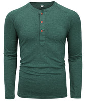 1 x RAW Customer Returns SwissWell Men s Henley Shirt Long Sleeve Button Down Shirt Basic Cotton Classic Grandad Neck T-Shirt Green L - RRP €36.29