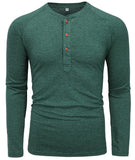 1 x RAW Customer Returns SwissWell Men s Henley Shirt Long Sleeve Button Down Shirt Basic Cotton Classic Grandad Neck T-Shirt Green L - RRP €36.29