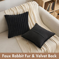 1 x RAW Customer Returns MIULEE Plush Velvet Cushion Cover Pillowcases Faux Fur Soft Modern Sofa Cushions Throw Pillows Smooth Zipper Washable Decorative Cushion Cover for Living Room Bedroom Sofa Set of 2 50 x 50 cm Black - RRP €20.49